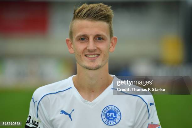 Nico Neidhart poses during the Third League team presentation of Sportfreunde Lotte at Frimo Stadium on July 16, 2017 in Lotte, Germany.