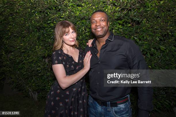 Milla Jovovich and Chris Tucker attend Cinespia's screening of 'The Fifth Element' held at Hollywood Forever on July 15, 2017 in Hollywood,...