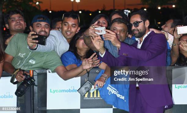 Actor Abhay Deol poses with the fans at the 2017 International Indian Film Academy Festival at MetLife Stadium on July 14, 2017 in East Rutherford,...