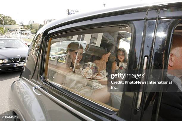 Guests of the bridal party arrive for Singer Guy Sebastian and Jules Egan's wedding on May 17, 2008 in Sydney, Australia. The pair where married in...