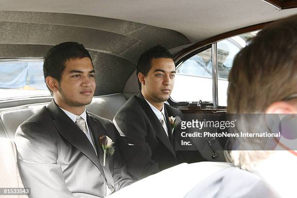 Guests of the bridal party arrive for Singer Guy Sebastian and Jules Egan's wedding on May 17, 2008 in Sydney, Australia. The pair where married in...