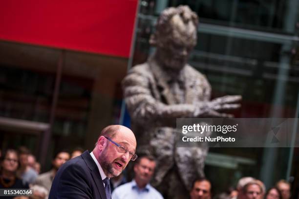 Chancellor Candidate and Chairman of the Social Democratic Party Martin Schulz speaks during the event 'Zukunft. Gerechtigkeit. Europa' at the SPD...