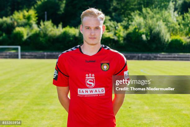 Jannes Hoffmann of Sonnenhof Grossaspach poses during the team presentation on July 13, 2017 in Grossaspach, Germany.