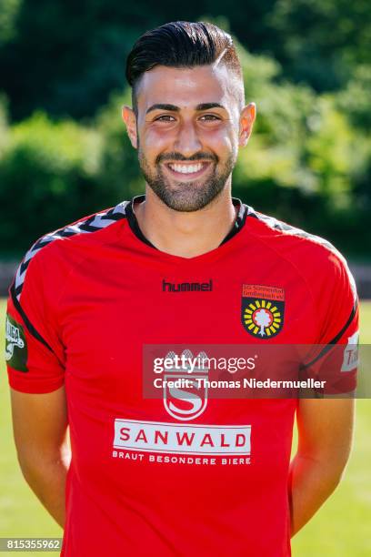 Oezguer Oezdemir of Sonnenhof Grossaspach poses during the team presentation on July 13, 2017 in Grossaspach, Germany.