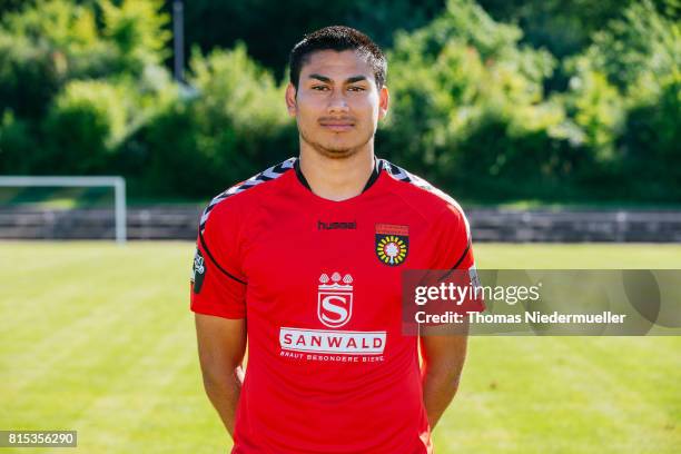 Mario Rodriguez of Sonnenhof Grossaspach poses during the team presentation on July 13, 2017 in Grossaspach, Germany.