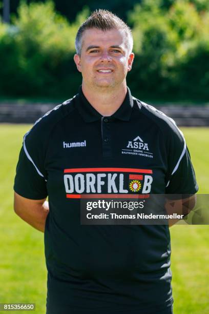 Assistant coach Zlatko Blaskic of Sonnenhof Grossaspach poses during the team presentation on July 13, 2017 in Grossaspach, Germany.