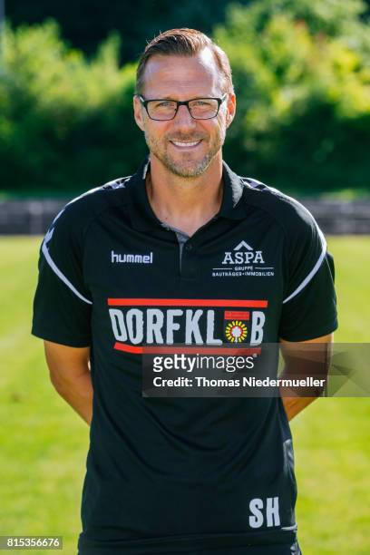Head coach Sascha Hildmann of Sonnenhof Grossaspach poses during the team presentation on July 13, 2017 in Grossaspach, Germany.