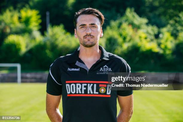 Manager Nebih Azemi of Sonnenhof Grossaspach poses during the team presentation on July 13, 2017 in Grossaspach, Germany.