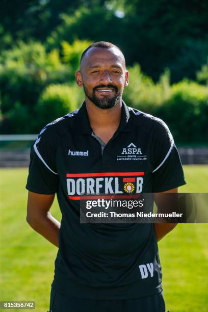 Goalkeeper coach David Yelldell of Sonnenhof Grossaspach poses during the team presentation on July 13, 2017 in Grossaspach, Germany.