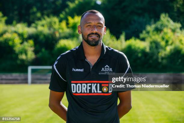 Goalkeeper coach David Yelldell of Sonnenhof Grossaspach poses during the team presentation on July 13, 2017 in Grossaspach, Germany.