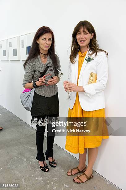 Nathalie Hambro and Marine Hugonnier attend Marine Hugonnier's 'The Secretary of the Invisible' exhibition private view at the Max Wigram Gallery, 28...
