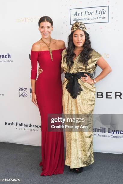 Tinamarie Clark and Chloe Flower attend 2017 Rush Philanthropic Arts Foundation Art For Life Benefit at Fairview Farms on July 15, 2017 in Water...