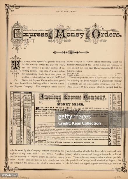The instructions for an American Express Company money order, circa 1890.