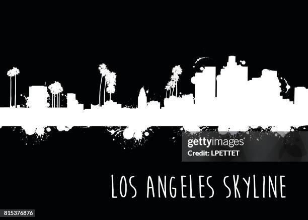 grunge los angeles skyline - illustration - city of los angeles stock illustrations