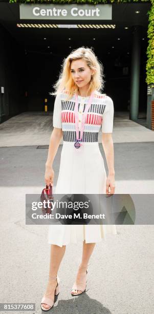 Vanessa Kirby attends the evian Live Young suite during Wimbledon 2017 on July 16, 2017 in London, England.