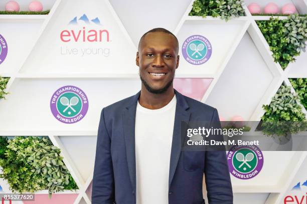 Stormzy attends the evian Live Young suite during Wimbledon 2017 on July 16, 2017 in London, England.