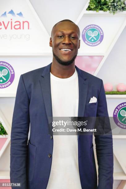 Stormzy attends the evian Live Young suite during Wimbledon 2017 on July 16, 2017 in London, England.