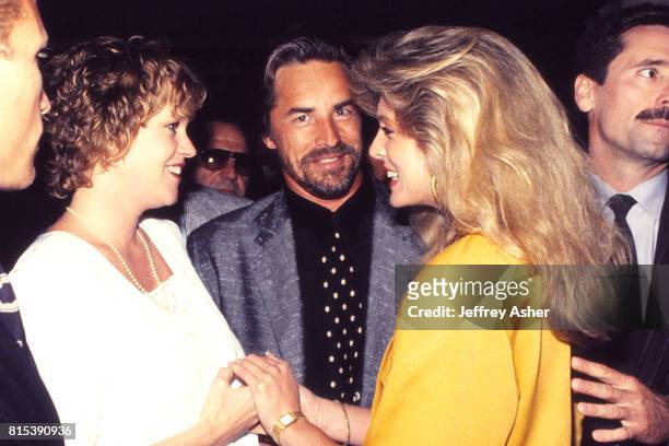 Actress Melanie Griffith, Actor and TV Star Don Johnson and Marla Maples at party at Trump Castle Casino Hotel in Atlantic City, New Jersey October...
