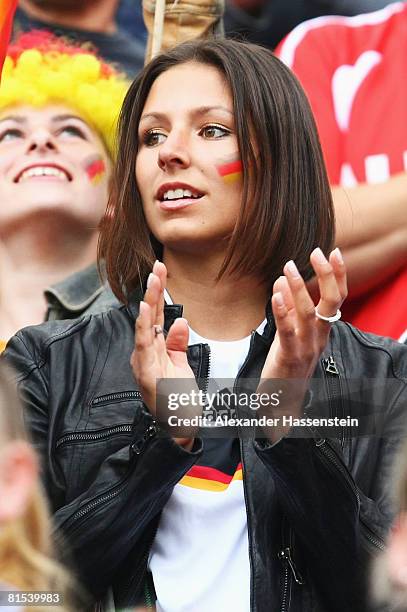 Silvia, grilfriend of Mario Gomez is pictured ahead of the UEFA EURO 2008 Group B match between Croatia and Germany at Worthersee Stadion on June 12,...