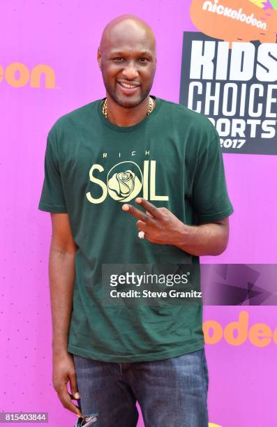 Lamar Odom attends the Nickelodeon Kids' Choice Sports Awards 2017 at Pauley Pavilion on July 13, 2017 in Los Angeles, California.