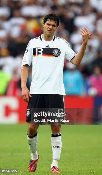 Michael Ballack of Germany reacts during the UEFA EURO 2008 Group B match between Croatia and Germany at Worthersee Stadion on June 12, 2008 in...