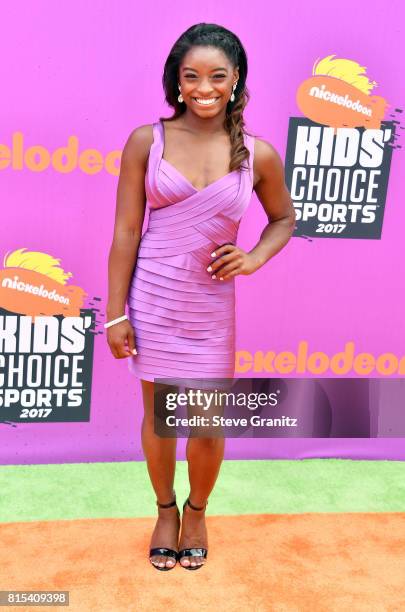 Simone Biles attends the Nickelodeon Kids' Choice Sports Awards 2017 at Pauley Pavilion on July 13, 2017 in Los Angeles, California.