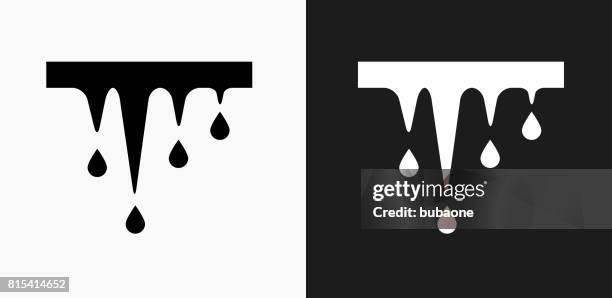 melting icicles icon on black and white vector backgrounds - icicle vector stock illustrations