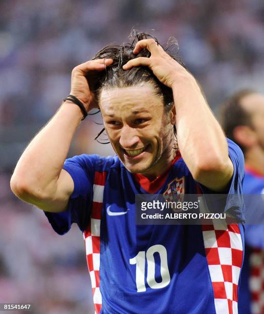 Croatian midfielder Niko Kovac celebrates after his team defeated Germany in their Euro 2008 Championships Group B football match on June 12, 2008 at...