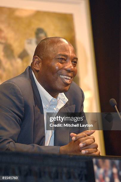 Ozzie Newsome, Baltimore Ravens general manager during Jonathan Ogden retirement press conference at Ravens training facility on June 12, 2008 in...