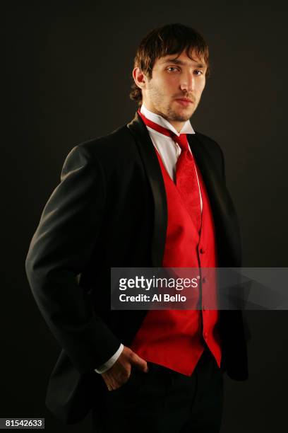 Alexander Ovechkin of the Washington Capitals poses for a portrait prior to the 2008 NHL Awards at the at the Elgin Theatre on June 12, 2008 in...