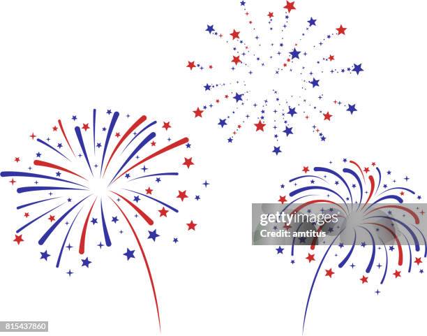 stockillustraties, clipart, cartoons en iconen met vuurwerk - american flag fireworks