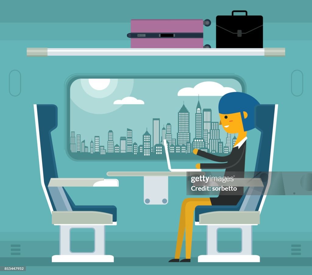 Traveling on a train - Businesswoman