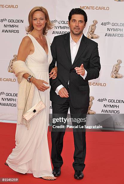 Actress Alexandra Vandernoot and actor Bruno Madinier attends the Golden Nymph awards ceremony during the 2008 Monte Carlo Television Festival held...