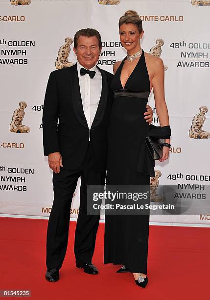 Christian Martin Lamotte and Karine Belly attend the Golden Nymph awards ceremony during the 2008 Monte Carlo Television Festival held at Grimaldi...