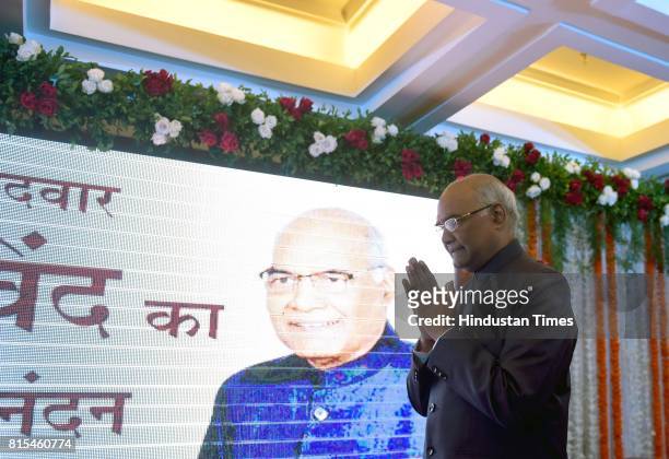 Presidential candidate Ramnath Kovind, at Garware Club, Marine Drive, on July 15 in Mumbai, India. The voting for the presidential election is...