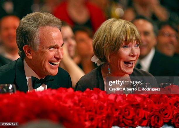 Actor Warren Beatty and sister Shirley MacLaine in the audience during the 36th AFI Life Achievement Award tribute to Warren Beatty held at the Kodak...