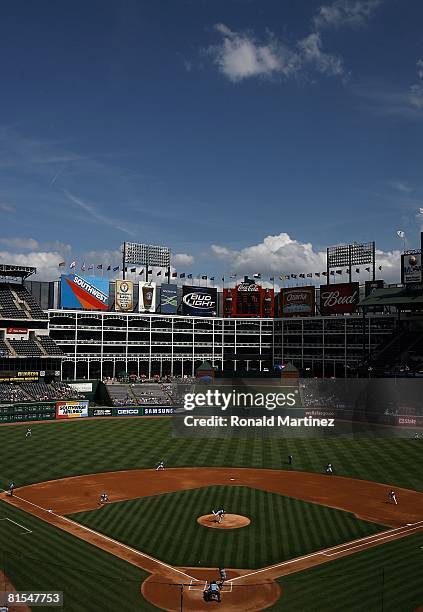 General view as the Tampa Bay Rays play the Texas Rangers on June 8, 2008 at Rangers Ballpark in Arlington, Texas.