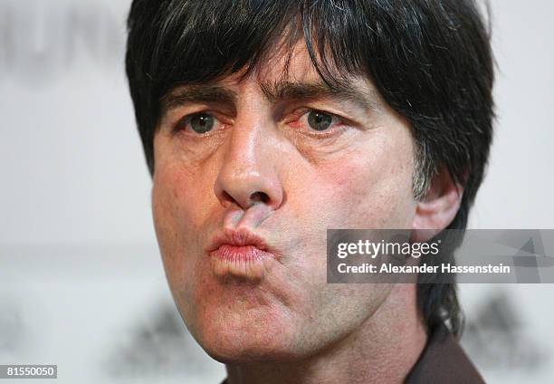 Joachim Loew, head coach of the German national team, attends a German national team press conference at the Centro Sportivo Tenero on June 13, 2008...