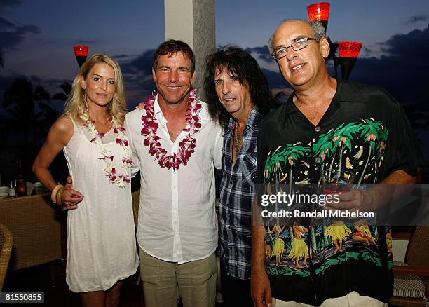 Kimberly Quaid, Dennis Quaid, Alice Cooper and Shep Gordon attend the Honorees After Party Hosted by Alice Cooper at the 2008 Maui Film Festival on...