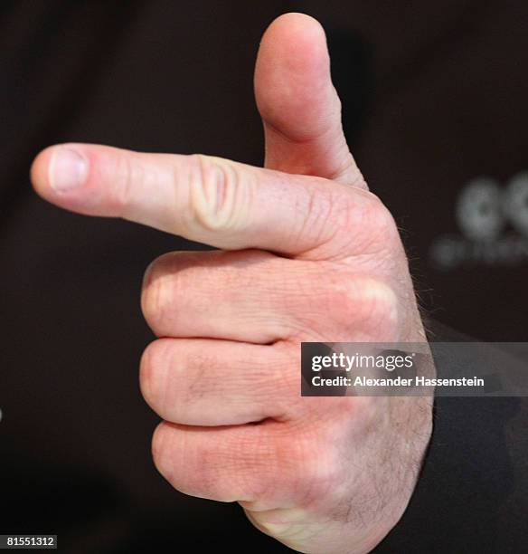 Joachim Loew, head coach of the German national team, gestures during a press conference of the German national team at the Centro Sportivo Tenero on...