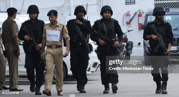 Mock drill conducted by ATS Commandos at UP Vidhan Sabha, on July 16, 2017 in Lucknow, India. The Anti-Terrorist Squad of Uttar Pradesh Police,...