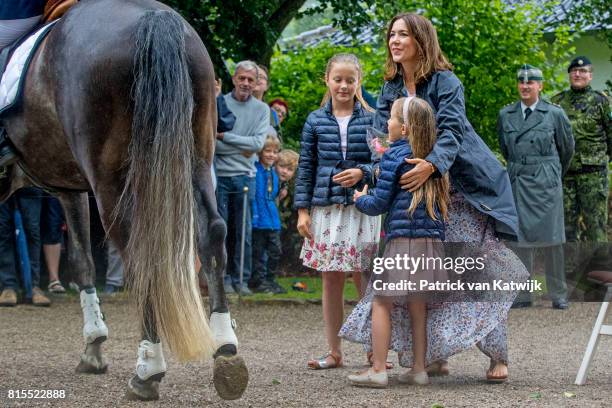 Crown Princess Mary of Denmark, Princess Isabella of Denmark and Princess Josephine of Denmark attend the Ringsted horse ceremony at Grasten Slot...