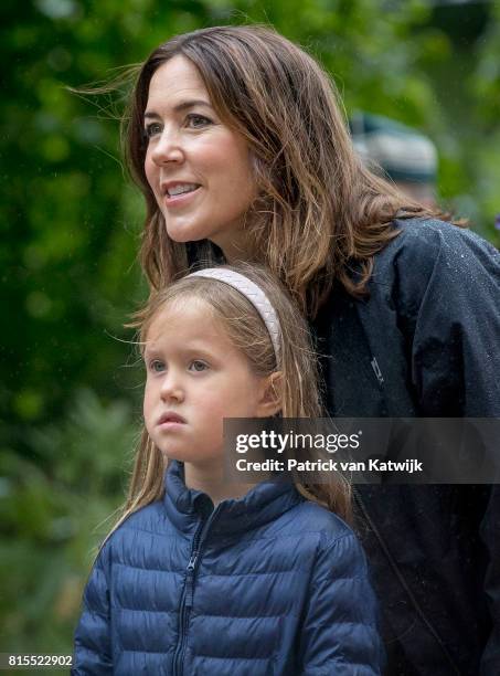 Crown Princess Mary of Denmark and Princess Josephine of Denmark attend the Ringsted horse ceremony at Grasten Slot during their summer vacation on...