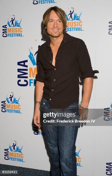 Keith Urban visits the press room at the VAULT Concert Stages during the 2008 CMA Music Festival on June 6, 2008 at LP Field in Nashville, Tennessee.