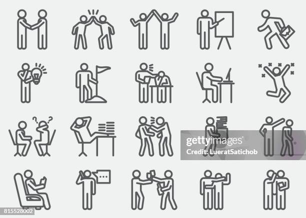 ilustrações de stock, clip art, desenhos animados e ícones de business working human action line icons - personas de negocios