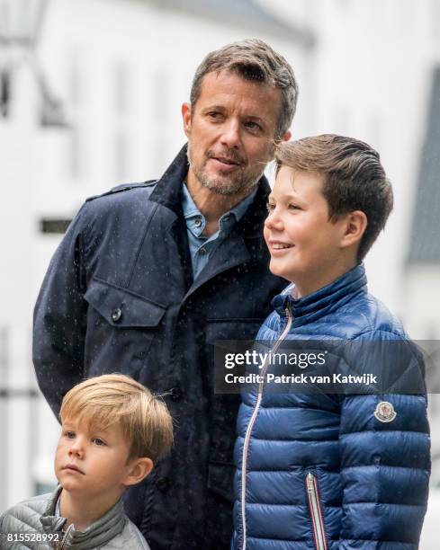 Crown Princes Frederik of Denmark, Prince Christian of Denmark and Prince Vincent of Denmark attend the Ringsted horse ceremony at Grasten Slot...