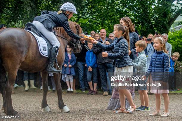 Crown Princess Mary of Denmark, Princess Isabella of Denmark, Prince Vincent of Denmark and Princess Josephine of Denmark attend the Ringsted horse...