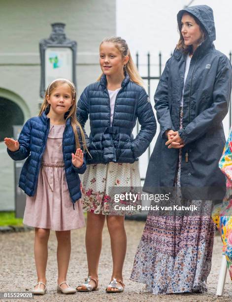 Crown Princess Mary of Denmark, Princess Isabella of Denmark, and Princess Josephine of Denmark attend the Ringsted horse ceremony at Grasten Slot...