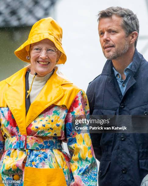 Queen Margrethe of Denmark and Crown Prince Frederik of Denmark attend the Ringsted horse ceremony at Grasten Slot during their summer vacation on...