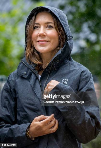 Crown Princess Mary of Denmark attends the Ringsted horse ceremony at Grasten Slot during their summer vacation on July 16, 2017 in Grasten, Denmark.